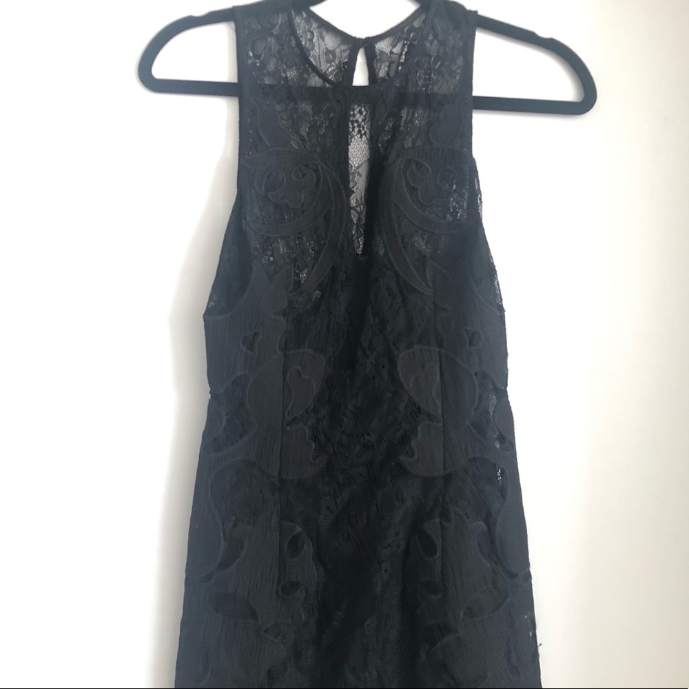 H&M Black Lace Mini Dress with Appliqués and Slip